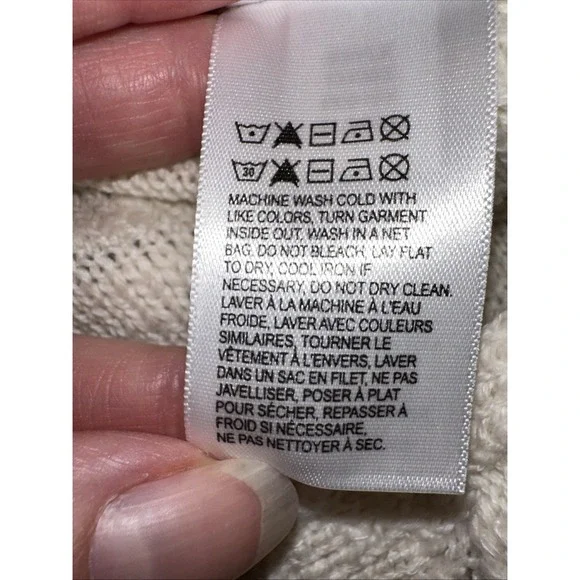 Lucky Brand Sweater Womens Small Cream Knit Hoodie Pullover Casual Pocket - Picture 8 of 11